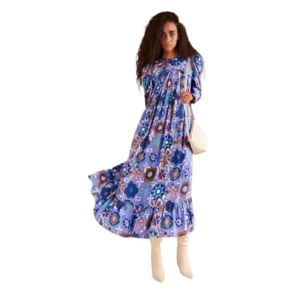 CeliaB Tai Printed Long Sleeve Midi Dress Blue Women’s Size Medium